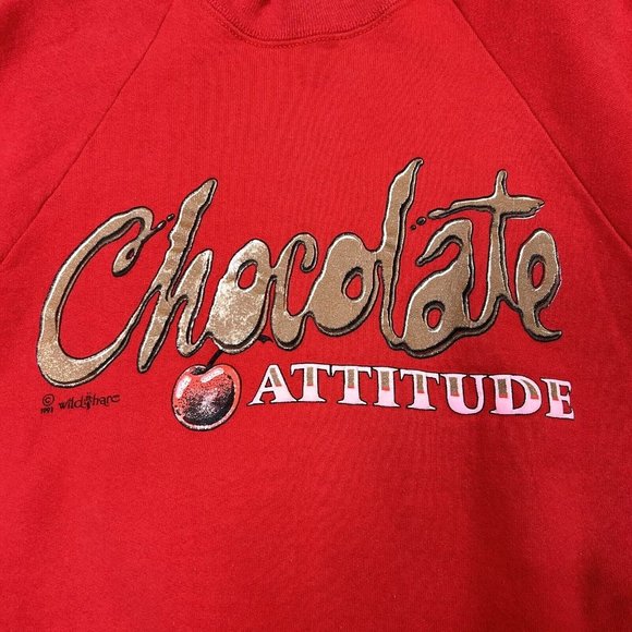 Vintage Chocolate Attitude Crewneck Sweatshirt Size Medium Made In USA 1991 - Picture 3 of 11